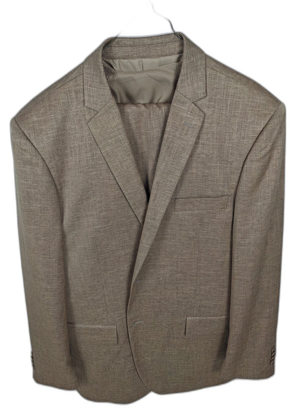 Mazari Men's 3 Piece Suit Tan Textured Size 46R Wool Blend Jacket Vest Pants